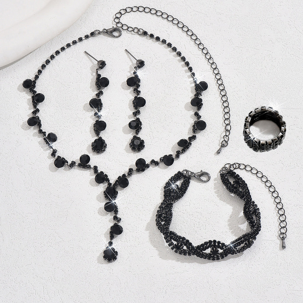 Fashion Crystal Necklace Ear Stud Bracelet Jewelry Accessories